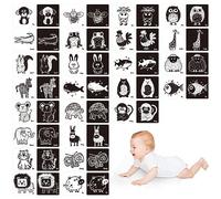 25 PCS Baby Visual Stimulus Cards, Double-sided High Contrast Black and White Flashcards Sensory Developmental Montessori Cards Set for Newborn Boy Girl Baby 0-3 Months Tummy Time (5.5” X 5.5”)