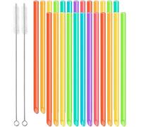 25 pcs Bubble Tea Straw,Straws,Reusable Rainbow Straws for Kids, Juice, Milkshake,and complimentary 2 pcs Straw Cleaner,26cm*1cm Extra Wide Bubble Tea Straws(Color Random