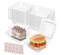 25 Pcs Cake Boxes, Single Cupcake Boxes, Reusable Clear Cake Boxes 4.3 Inch | Cupcake Boxes with 25 Stickers - Takeaway Cake Boxes Individual Containers for Cakes Snacks & Treats Party Birthday & Wedding