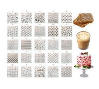 25 PCS Cake Stencils for Cookies Decorating-Reusable Stencils for Wood Fabric Crafts Painting & Cake Cookie Baking,Templates Mold Tools Cookies Baking Painting Dessert Coffee Xmas Decoration