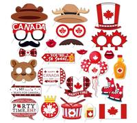 25 Pcs Canada Photo Booth Props - Black Canadian Party Decorations for Canada Day, Birthday, and Photography Backdrop
