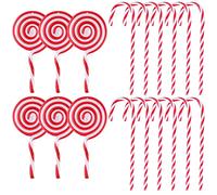 25 Pcs Candy Cane Christmas Decorations, Red and White Plastic Candy Canes for Tree, Xmas Holiday Home Party Supplies