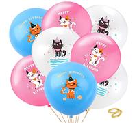 25 Pcs Cat Balloons Birthday Party Latex Balloon，12Inch Cute Cartoon Kitten Print Balloons，Cat Theme Birthday Party Decorations Supplies