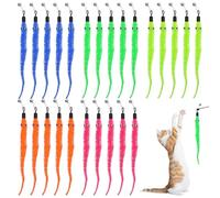 25 Pcs Cat Wand Attachment Toys Cat Wand Replacement Worms Refill Interactives Durable Toy Accessories with Bells Interactive for Teaser Play and Chase Exercise with Kitten Indoor Multi Colored