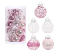 25 PCS Christmas Tree Hanging Ball Ornaments 6cm Glitter Baubles for Holiday Wedding Party Decoration(Pink)