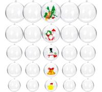 25 PCS Clear Plastic Fillable Ornaments,Transparent DIY Craft Ball,Clear DIY Christmas Ornament 5 Different Sizes for Wedding,Party,Home Decor