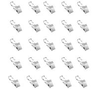 25 PCS Curtain Hooks Curtain Clips with Hook,Stainless Steel Clips for Hanging,Light Clips for Christmas String Lights Photo Art Craft Display Home Decoration,Garden Courtyards Decoration(Silver)