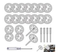 25 PCS Diamond Cutting Wheel, Diamond Disc Set for Rotary Tools with 3mm Mandrel, 22mm Cut Off Discs Compatible With Dremel Glass Stone Tile Ceramic Jade Marble Brick Coated Discs with Screwdriver