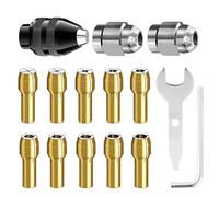 25 Pcs Drill Chuck Collet Set for Dremel, Keyless Drill Chuck Bit, 0.8-3.2mm Shank Replacement 4486 Brass Collet Metal Nut, for Dremel 4486 Part Rotary Tools 3000 4000 7700 8200