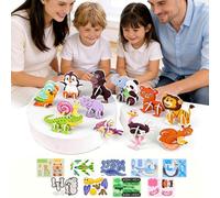 25 PCS Educational Cartoon 3D Puzzle Kit, 3D Puzzles for Kids, Versatile DIY Craft Gifts 3D Animals Dinosaurs Aircraft Insects Jigsaw Puzzles, Fun Birthday Gift for Boys Girls (Animals)