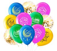 25 Pcs Eid Mubarak Balloons, Ramadan Mubarak Latex Balloons, Moon Stars Ramadan Kareem Balloon, Eid Decorations for Home, Parties, Evenings and Gatherings Supplies, 5 Colors