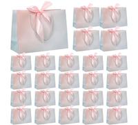 25 Pcs Gift Bags with Ribbon, Small Paper Bags for Packaging, Butterfly Knot Design, Gradient Color, 7.5 x 2.8 x 5.9 in / 19 x 7 x 15 cm, for Clothing, Cosmetics, Party Favors