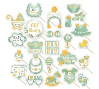 25 PCS Green Baby Shower Party Photo Booth Props Greenery Green Baby Shower Party Photo Props Accessories for birthday celebration