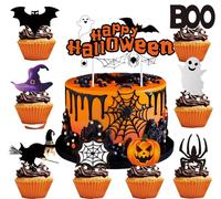 25 Pcs Halloween Cake Toppers Decoration, Pumpkins, Spiders, Bats Cake Decorations, Cake Toppers For Trick-or-Treat Halloween Party Decorations