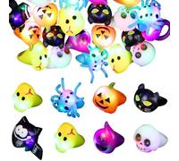 25 Pcs Halloween Light Up Rings for Kids Flashing Jelly Ring Glow in the Dark Rings Halloween Party Favors LED Glow Ring for Trick or Treat Supplies Great Halloween Goodie Bag Fillers