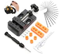 25 Pcs Hand Drill Bits Set and Adjustable Small Drill Press Vise, Black Metals Precision Pin Vise Hobby Drill, Pin Vise Mini Drill Set Making for Woodworking Model Jewelry