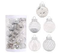 25 Pcs Hand-Painted Baubles, 6cm Shatterproof Plastic Hanging Ornaments with Strings for Xmas Tree, Holiday, Party