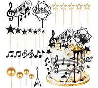 25 Pcs In My Birthday Era Cake Topper Set, Music Theme Party Decorations with Disco Balls, Butterflies, Stars, Balloons for Birthday Girls, Singer Fans Music Lovers