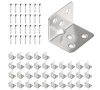 25 Pcs L Right Angle Brackets for Wood Heavy Duty Stainless Steel Corner Brackets, 90 Degree Sleeper BracketsCorner Braces for Wood Furniture Fixing Repairing Mending(31 x 31 x 38mm),with 150 Screws