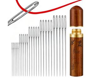 25 Pcs Large Eye Hand Sewing Needles,Durable & Rustproof Stainless Steel Hand Sewing-Needles Yarn Knitting Embroidery-Needles Sharp Large-Eye Stainless-Stee Craft Set (Silver)