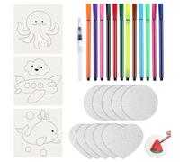 25 Pcs Magic Foam Texture Painting, 3D Foam Texture Painting Paper, Magic Puffy Paint for Acrylics Painting, Drawing, Coloring, Arts, Crafts, Doodling (6 Circle,5 Heart Shape)