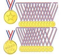 25 Pcs Medals for Children,Plastic Kids Football Sports Day Gold Medals for Kids Adults,Well Done League Winners Prize Personalised,for Sports Competition Game Party Star Classroom Awards Neck Ribbons