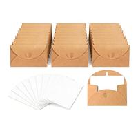 25 Pcs Mini Brown Envelopes with 25 Blank Cards, Vintage Krafts Paper Small Envelopes with Heart Closure for Gift Cards, DIY Thank You, Invitation, Birthday Card
