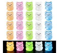 25 PCS Mini Resin Animals, Glow Cat Resin Mini Animals