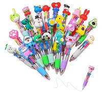 25 Pcs Multicoloured Pen 4-in-1 Retractable Ballpoint Pens, 4 Colors Fun Cartoon Animal Design, Multi Colour Pens All in One for Kids, Party Bag Fillers, 0.5mm Fun Pens for Children’s Gifts School