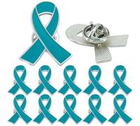 25 Pcs Ovarian Cancer Awareness Pins Bulk Items Cervical Cancer Awareness PTSD Teal Decorations Hope Pin for Charity Fundraiser Supplies Teal Ribbon Pins