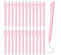 25 Pcs Pink Pens Black Ink Retractable Pink Ballpoint Pens Bulk Light Fine Point 0.5mm Cute Writing Pen for Teacher Women Wedding Baby Shower Back To School Office Desk Breast Cancer Awareness