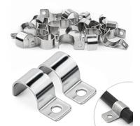 25 Pcs Pipe Clips 12mm Pipe Clamp Single-Hole Pipe Brackets V2A Stainless Steel U Brackets Heavy Duty Cable Clamps Fasteners for Ø 11-12.5mm Cables Water Pipes Fixing Flush Installation