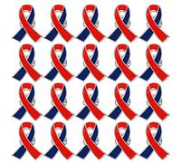 25 Pcs Red & Blue Ribbon Lapel Pins Congenital Heart Defect Noonan Syndrome Pulmonary Fibrosis Awareness Pin, Alloy Steel, no gemstone