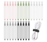 25 Pcs Reusable Silicone Cable Ties, Elastic Cord Organizer for Cable Management Data Cables Organiser Wire Ties Multipurpose Wire Tidy Clips for Home Organisation Office Car Travel Supplies