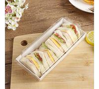 25 Pcs Roll Cake Box Set Hot Dog Sandwich Clear Lid Plastic Container BPA-Free Swiss Roll Container for Muffin Cheese Pastry Dessert Food Storage