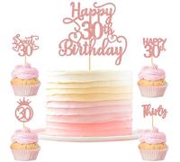 25 PCS Rose-Gold 30th Birthday Cupcake Toppers Glitter Thirty Happy 30th Straight Outta 1996 Cupcake Picks for Cheers to 30 Years Birthday Wedding Anniversary Party Cake Decorations