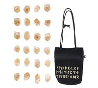 25 Pcs Rune Stone Irregular Crystal Engraved Rune Stone Set for Home Decoration Board Game Handicraft Viking Rune Letters Gold Color Premium Crystal Stones (Yellow)