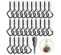 25 Pcs Screw Hooks,Q-Hanger Hanger Screws Hook Black Safety Buckle Windproof Ceiling Clip Wall Heavy Duty Large Decorations Hangers Plant Plate Stainless Steel Outside,for Outdoor String Lights Cup