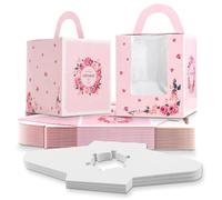 25 Pcs Single Cupcake Boxes, Individual Cake Boxes with Window, Cupcake Carrier with Inserts, Bakery Boxes with Handle, for Baby Showers, Weddings, Birthday Parties