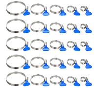 25 Pcs Stainless Steel Hose Clamps Assortment, 10-70mm Adjustable Hose Clips, Adjustable Worm Drive Pipe Clamps with Handles for Dryer Vent Air Duct Pipe Gas Tube Plumbing Automotive