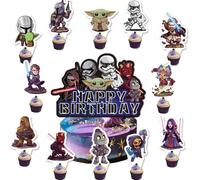 25 Pcs StarWars Cake Toppers, Cupcake Toppers, Cake Decorations, Birthday Party Supplies for Kids Boys Girls