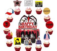 25 Pcs Stranger Theme Cake Toppers, Cupcake Toppers Cake Decorations, Birthday Party Supplies