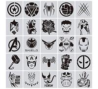25 Pcs Superhero Stencils for Painting on Wood Canvas - Kids Drawing Painting Stencil Art Supplies Superhero Avatars and Logo Stencils for Home Decor & DIY Project