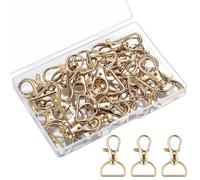 25 Pcs Swivel Lobster Clasps, Heavy Duty Keychain Hooks with D Ring - Secure Trigger Lock Snap Hooks for DIY Crafts, Bag Hardware, Lanyards, Dog Collars (Black/Gold/Rose Gold) (Gold)