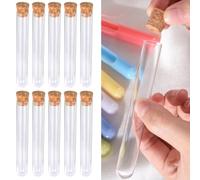 25 Pcs Test Tubes Clear Plastic with Cork Stoppers, Good Seal for Jewelry Seed Beads Powder Spice Liquid Storage, Lab Use or Decoration（15x100mm 10ml）