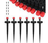 25 Pcs Water Irrigation Drippers, MSDADA Adjustable 360 Degree 8 Holes Irrigation Drip Drippers, Micro Drip Emitters with Stake, Watering System Accessories Fit for 1/4''(4-7mm) Garden Hose(Red)