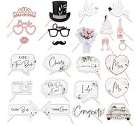 25 pcs Wedding Photo Booth Props Hen Party Photobooth Frame Bridal Shower Hen Do Party Photo Booth Props Kit for Wedding Props Bridal Shower Bachelorette Decorations