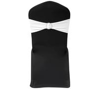 25 pcs White Stretchable Decorative Chair Band with Diamond Buckle