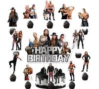 25 Pcs World Wrestling Cake Toppers for Boys, Cupcake Toppers, Cake Decorations, Birthday Party Supplies for Kids Boys