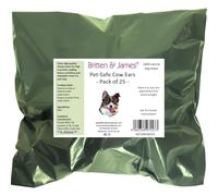 25 Pet Safe Cow Ears for Dogs Natural Air Dried by Britten and James